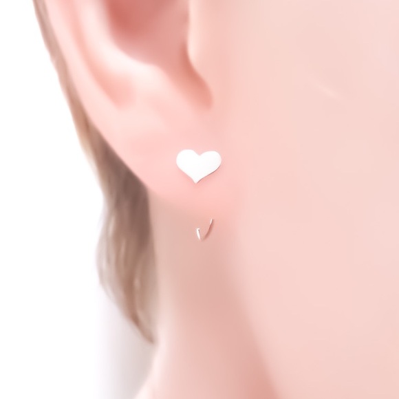 925 Sterling Silver Chunky Heart Ear Jackets Hug Half Hoop Threader Earrings - Picture 1 of 6